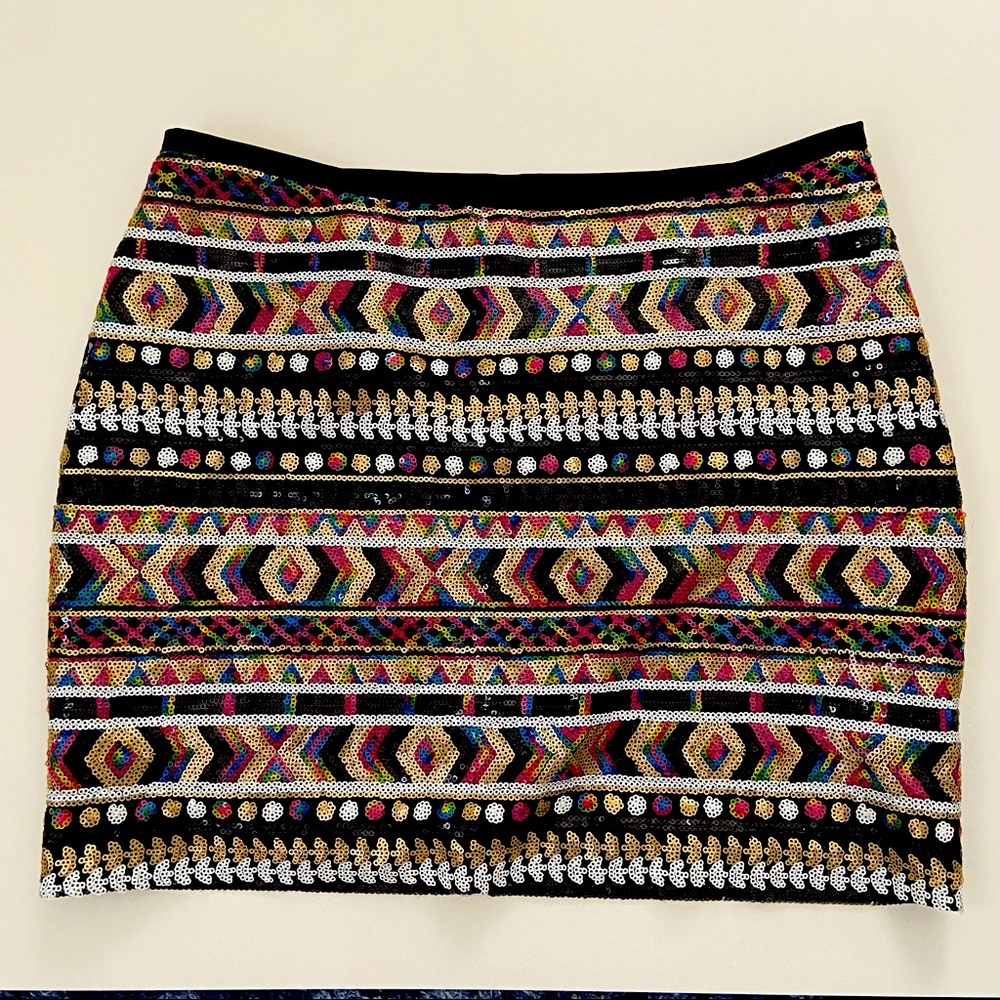 Guess Sequined Geoprint Mini Skirt Size Small